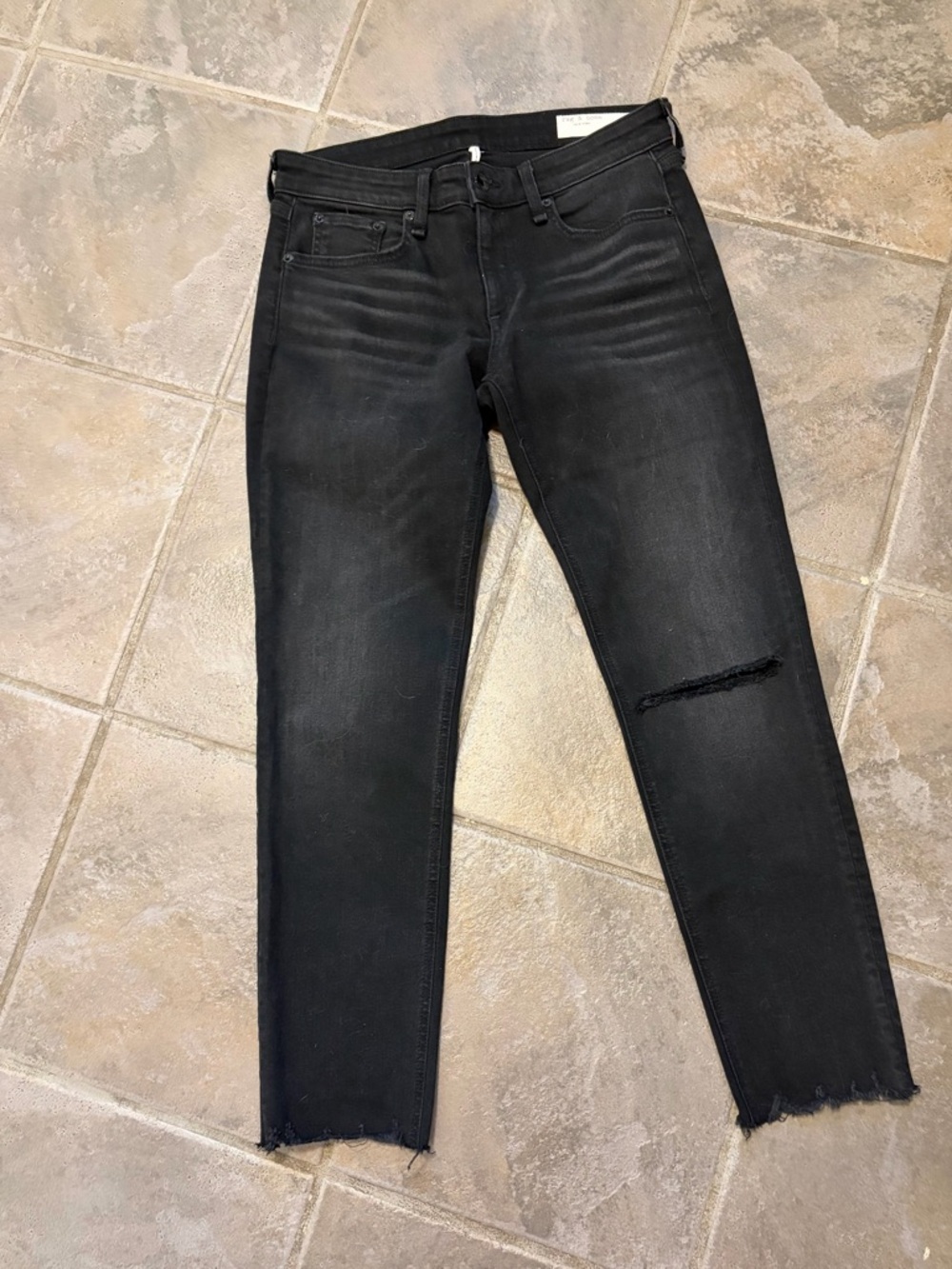 rag & bone Black Distressed Ankle Jeans - Picture 2 of 9